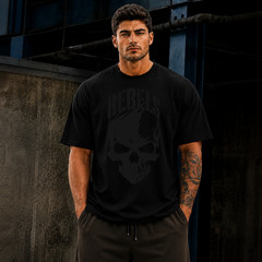 Customizable Oversized Skull Graphic Cotton T-Shirt Men’s Streetwear Gym Workout