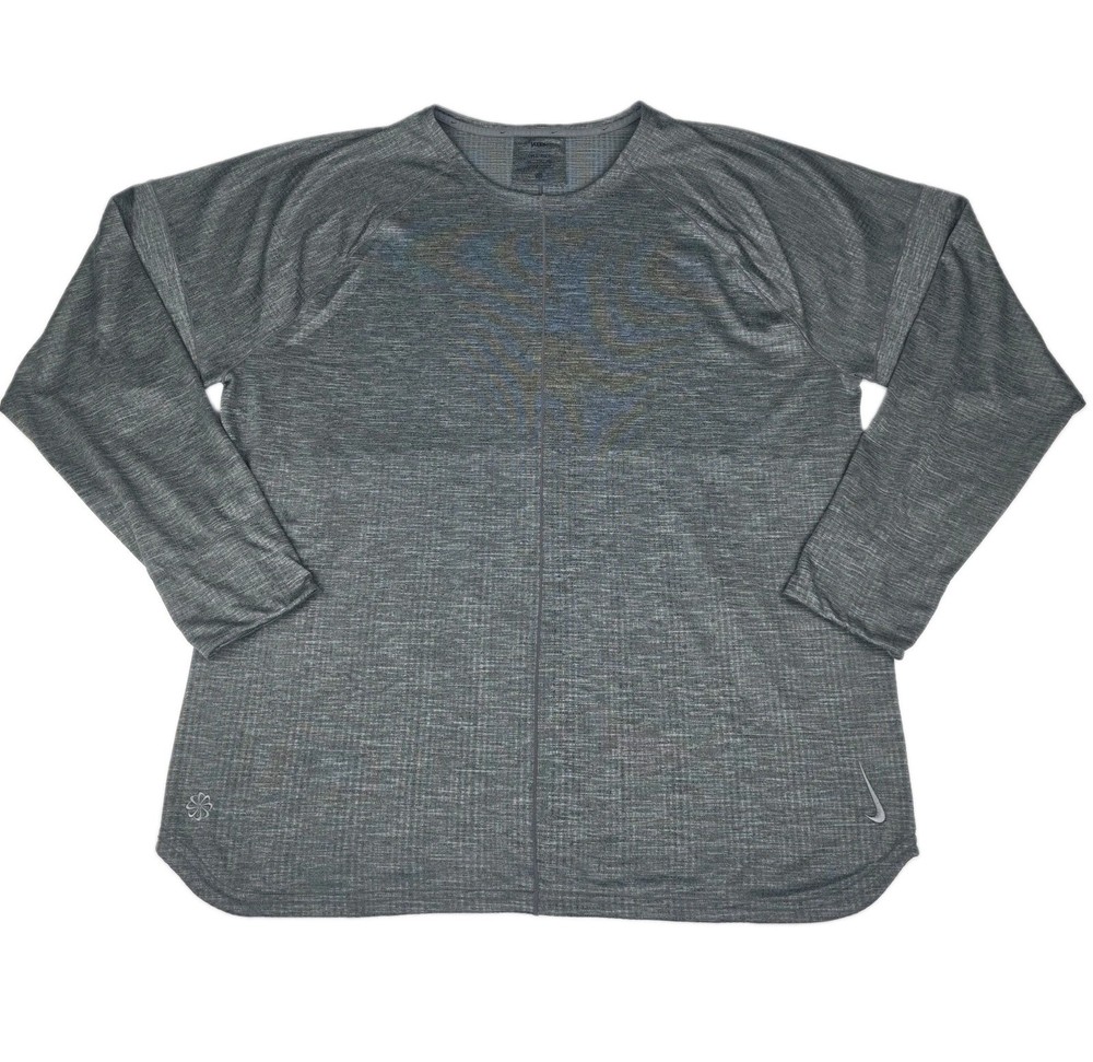 Nike Yoga Shirt Men 2XL Gray Heather Pullover Long Sleeve Dri Fit Crewneck XXL