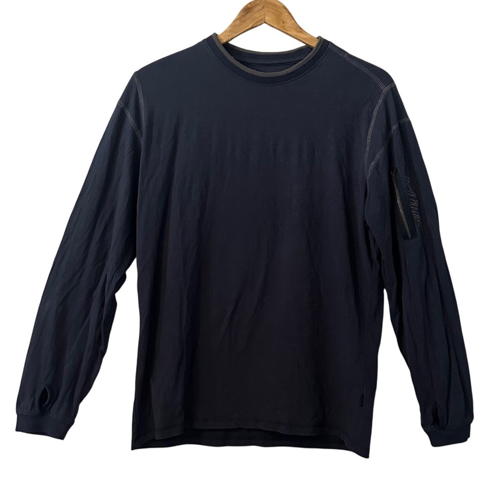 Kuhl Wildfibre Mens M Long Sleeve Shirt Navy Blue Organic Cotton Outdoor Hiking