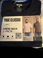 True Classic Men’s 2-Pack Crew Neck Tee Shirts Navy/Gray , Size Small NEW