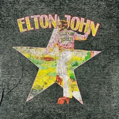 Elton John Yellow Brick Road 2022 Concert Tour T Shirt Men Large Black Acid Wash