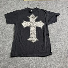 Famous Stars and Straps T-Shirt Mens Size M Black Franco Vescovi Cross Graphic