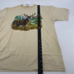 Jerzees Mens Wild Outdoors Deer Graphic T-Shirt Tan Large Heavyweight Blend