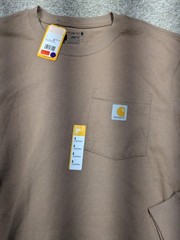 Carhartt Shirt Mens Small Brown Relaxed Fit Long Sleeve Pocket Workwear Tee