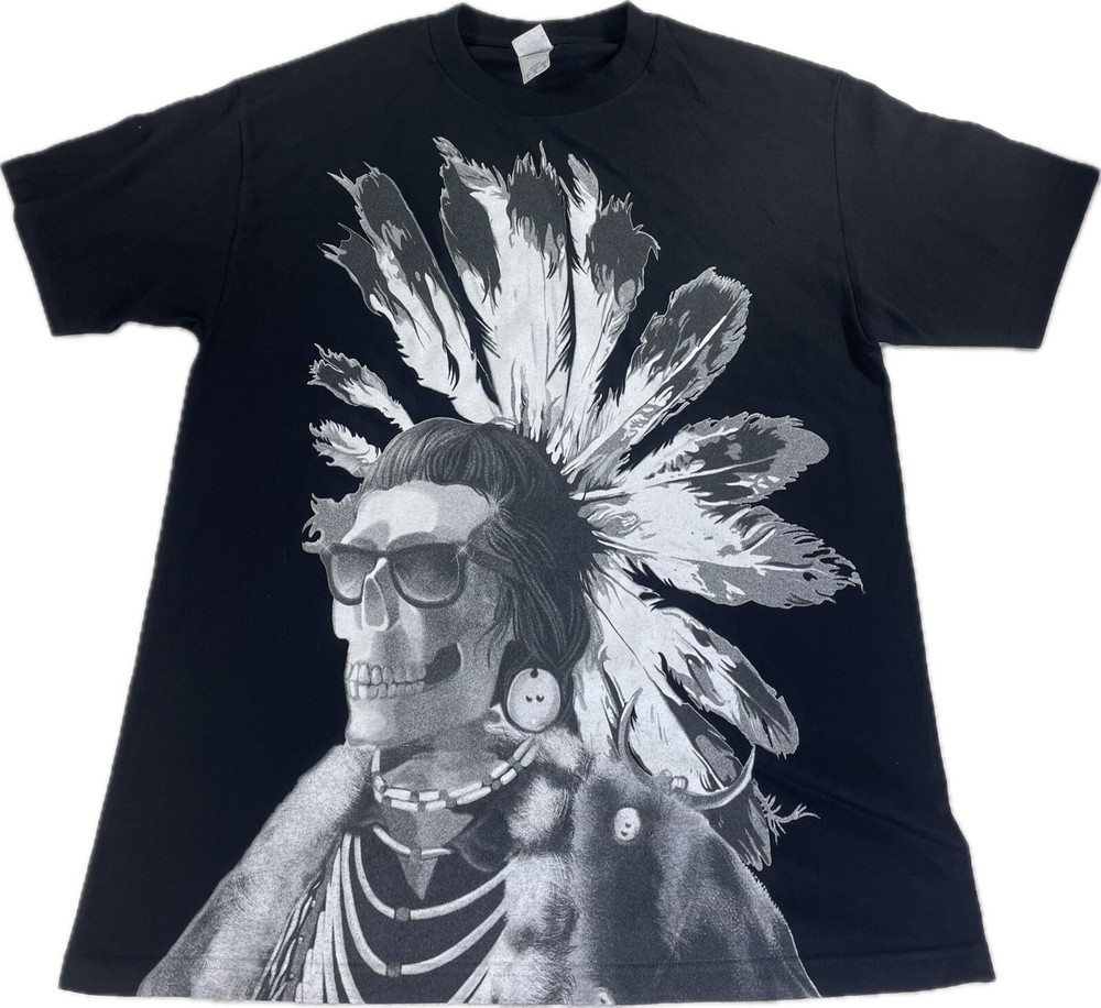 Alstyle Men’s Size Large Black with Indian Skull Graphics