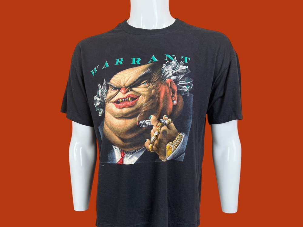 Vintage Warrant Dirty Rotten Filthy Stinking Rich Band Metal 80s T Shirt Size XL