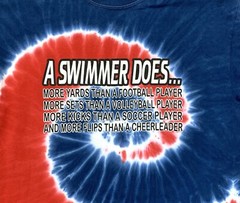 Swimming A Swimmer Does More Funny Tie Dye T-Shirt Size Medium Red White & Blue