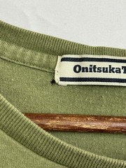 Onitsuka Tiger T Shirt Leather Strap Front Pocket Tee Green US S / M Japan XL