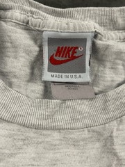 Vintage 90s Nike Big Blue Swoosh T Shirt Gray Made in USA