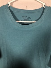 Hanes Originals Short Sleeve T-Shirt Size L Color Blue 95% Cotton 5% Spandex