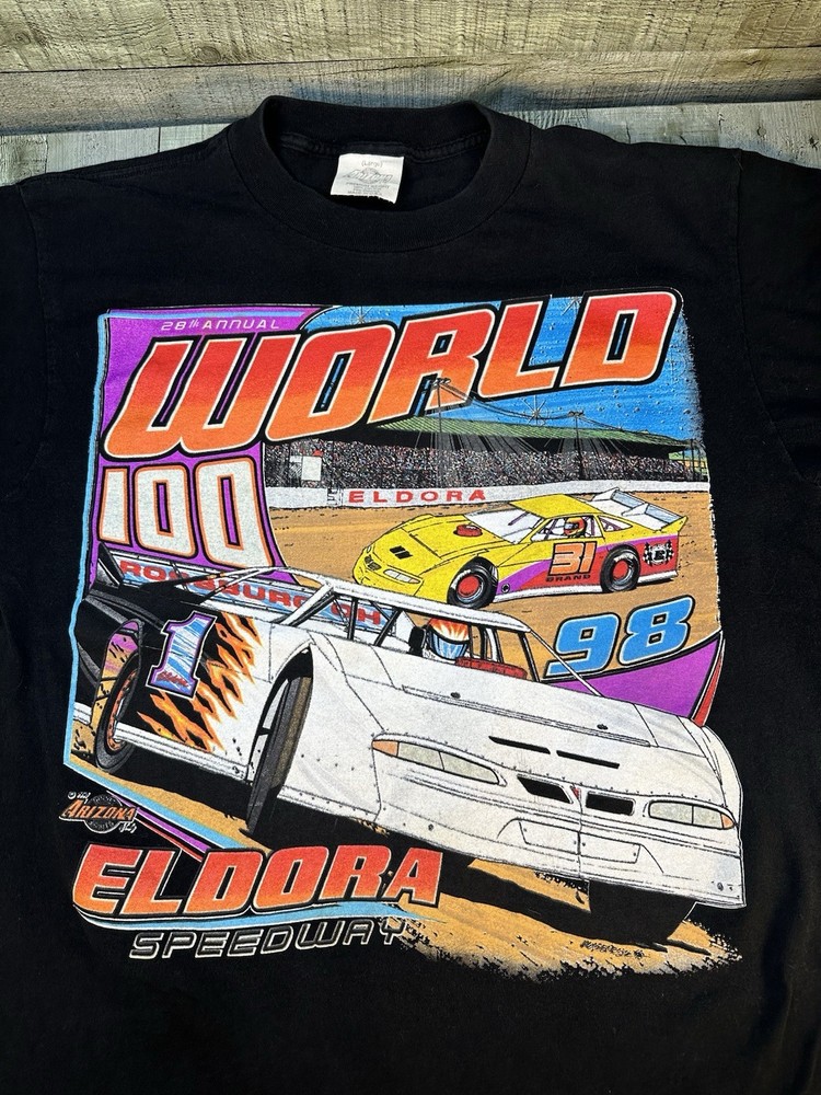 VTG 1998 World 100 Eldora Speedway Racing Tee USA Dirt Track Large