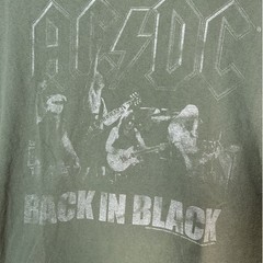 AC/DC Olive Green Back In Black 2023 Band Tee Size L Perryscope Rock Graphic