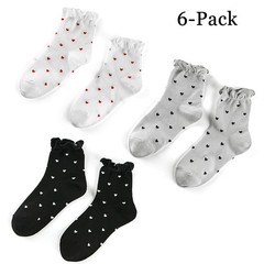 Women’s Ruffle Ankle Socks – Comfort Cool Thin Cotton Knit Low Cut Hearts Pat…