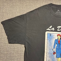 La Dama Loteria Card T Shirt Mens XL Black Graphic Tee Made in USA Cotton XL