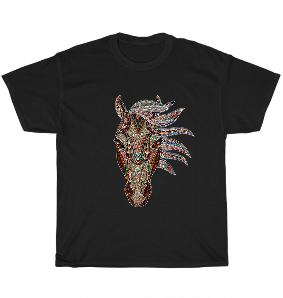 Horse Tribal Abstract Art Native American Geometric Horses Lovers T-Shirt Unisex