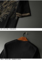 New Men Luxury Diamond Dragon Rhinestones Fashion Knitted T-Shirt