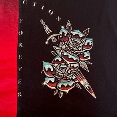 Affliction Black Label Men/Unisex Skull Graphic T-Shirt Black/Red Crew Neck XL