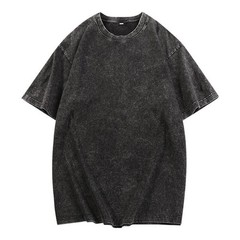 Retro Washed Tee Casual Summer Wear 95%Cotton 5%Spandex O-neck Neckline