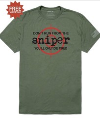 “SNIPER – DON’T RUN DIE TIRED” T-SHIRT by RAPDOM TACTICAL GEAR – Sz 2XL – NWT