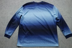 Vintage Karl Kani Shirt Mens XL Blue Gradient Long Sleeve V-Neck Logo 90s