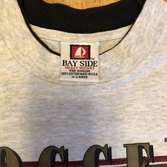 VTG Bayside Single Stitch Size XL TShirt Lined Sleeves Crew Neck Soccer Graphic