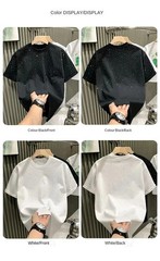 New Men Women Luxury Diamond Rhinestones Black White T-Shirt High Quality