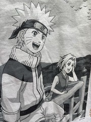 Fruit of the Loom HD Cotton Naruto Uzumaki Graphic Tee White Crew Neck S