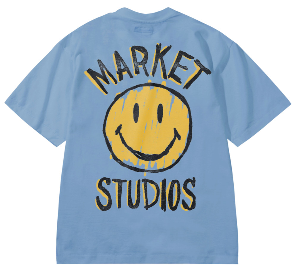 Chinatown Market Studios Smiley Doodle T-Shirt Dusk Blue Brand New Withtags