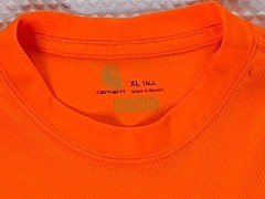 Carhartt Bright Orange Polyester T-shirt W/ Pocket Size XL