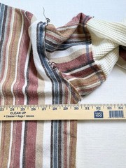 POL Mens Sz M Oversized Henley Tan waffle Knit Mixed Striped Fabric (flaw)