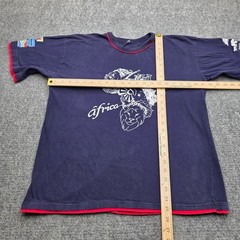 Extra Large Africa Safari VTG Animal Map T Shirt Double Ringer Souvenir Navy