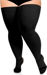 Plus Size Thigh High Stockings for Thick Thighs- Extra Long Womens Opaque Ove…