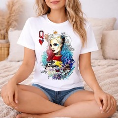 Harley Quinn Pop Art Portrait T-Shirt | Queen of Hearts Joker Vibes Tee