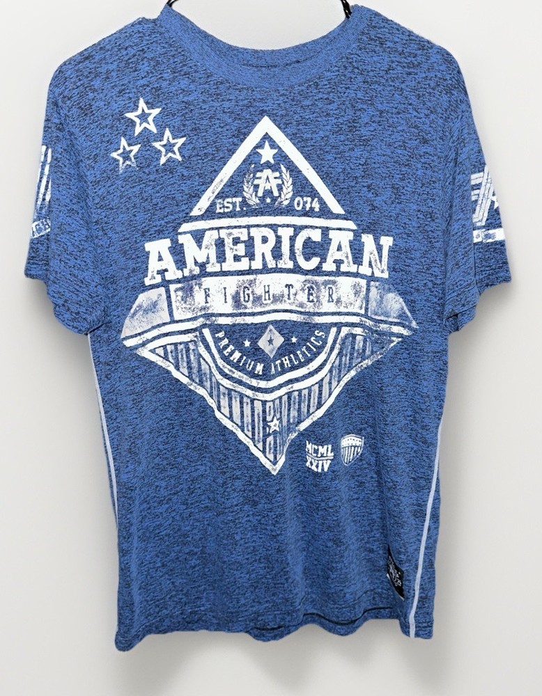 American Fighter Premium Athletics T-Shirt Adult M Blue Training Gym MMA Active