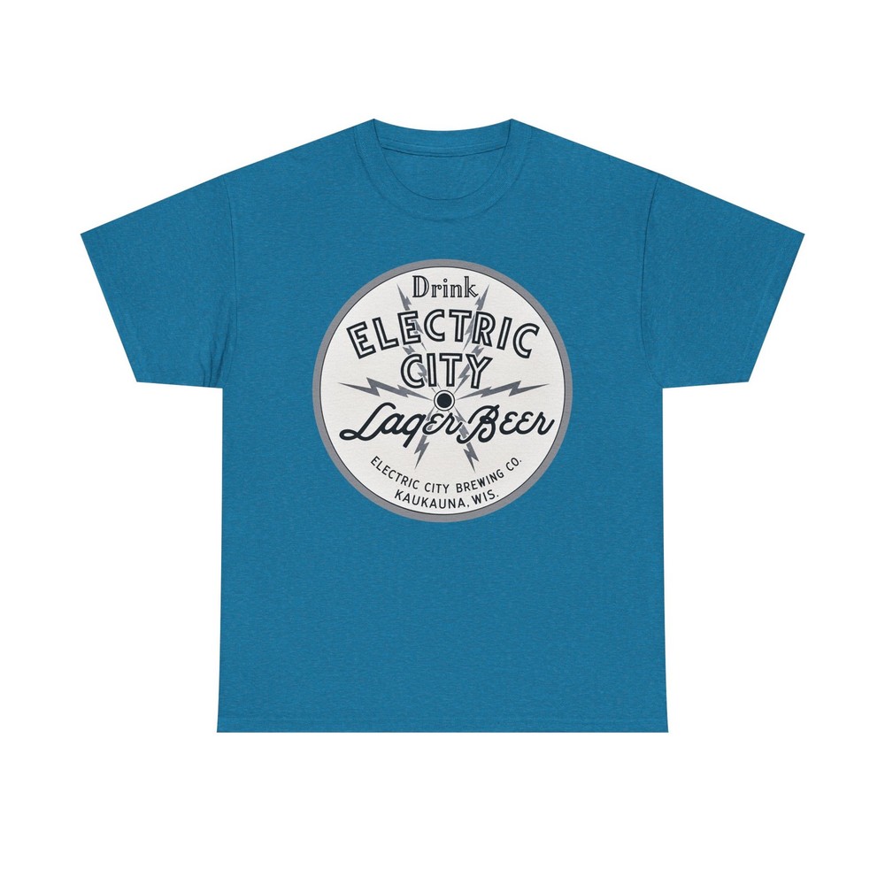 Drink Electric City Lager Beer Brewing Co. Kaukauna WI Retro Breweriana T-Shirt