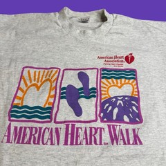 90s American Heart Walk Association Mens XL T Shirt Charity Health Event Vtg