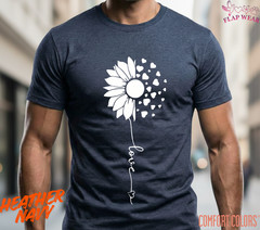 Unisex Sunflower Heart Love T shirt Men T shirt Women valanity day Romantic