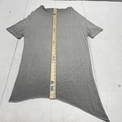 Grey Lightweight Asymmetrical Hem Cowl Neck Short Sleeve T Shirt Mens Small