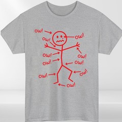 Funny Stick Figure ‘Ow’ T-Shirt Sarcastic Pain Humor Graphic T Shirt Unisex Tee