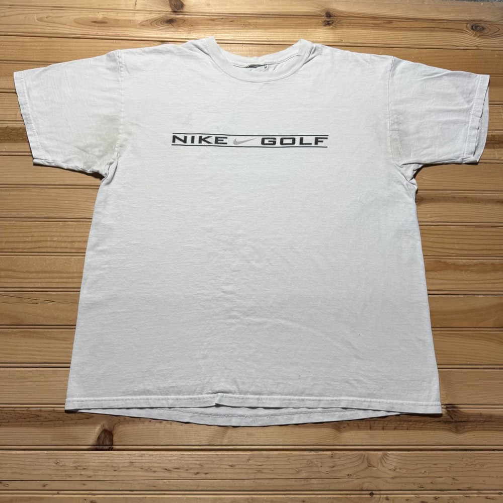 Vintage 90s Nike Golf Swoosh Logo Block Athletic Sports Graphic T-Shirt – Large