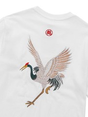 Niepce Japanese Streetwear Embroidery T-shirt Flying Cranes Graphic Tee for Men