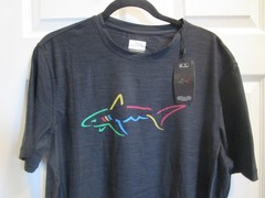 GREG NORMAN BIG SHARK LOGO BLUE HEATHER T-SHIRT SIZE MEDIUM