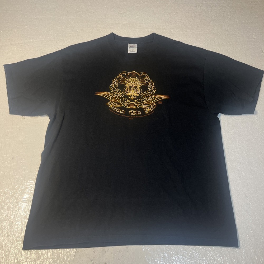 Vintage Jesus Religious Shirt Born To Die Mens XL Black