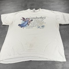 Vintage Grandma Angel Cherub Shirt L Fit Small White Distressed Thrashed Fairy