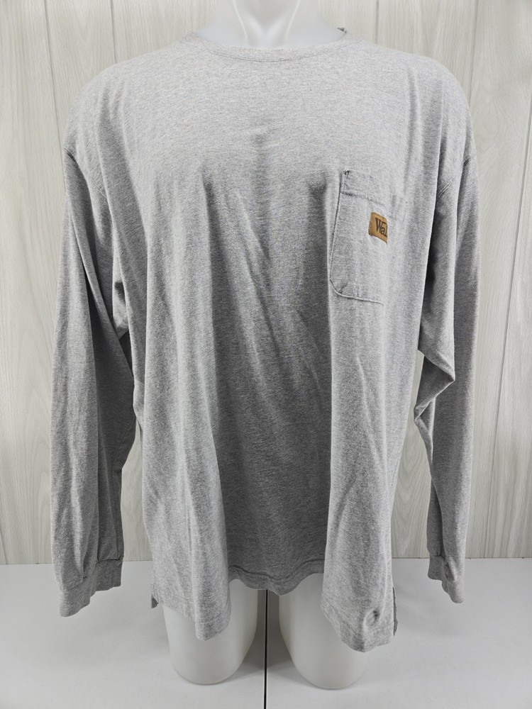 Walls Work Wear Men XXL Pocket Tshirt Long Sleeve Cotton Blend Gray