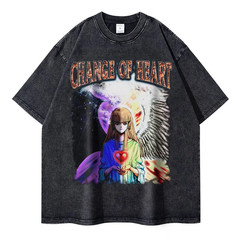 Anime Y-Yu Gi Oh T Shirts Men Retro Vintage Washed Yugi Muto Printed T-Shirt Ove