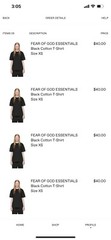Fear of God Essentials Stretch Limo Black Short Sleeve T-Shirt Size X-Small (XS)
