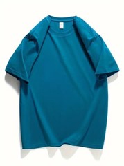 Men’s Classic Solid Plain Cotton Round Hem Scallop Essentials Tshirt S-2XL