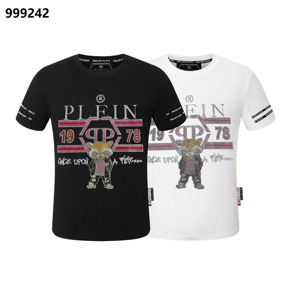 PHILIPP PLEIN T-shirt Round Neck SS PP Glass Black/White Size Medium