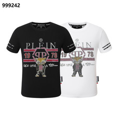 PHILIPP PLEIN T-shirt Round Neck SS PP Glass Black/White Size Medium